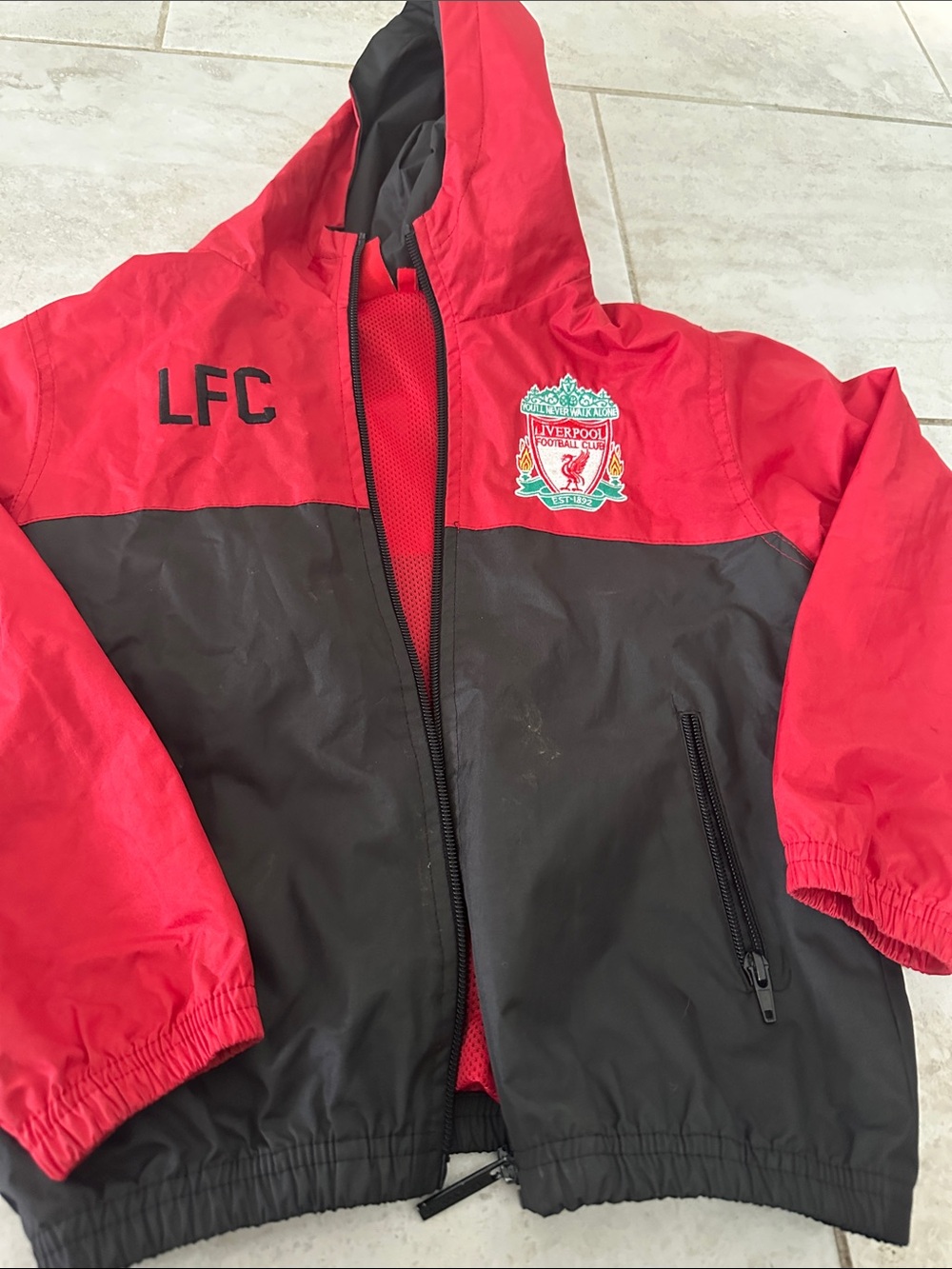 Liverpool Kids Red & Black Hooded Jacket
